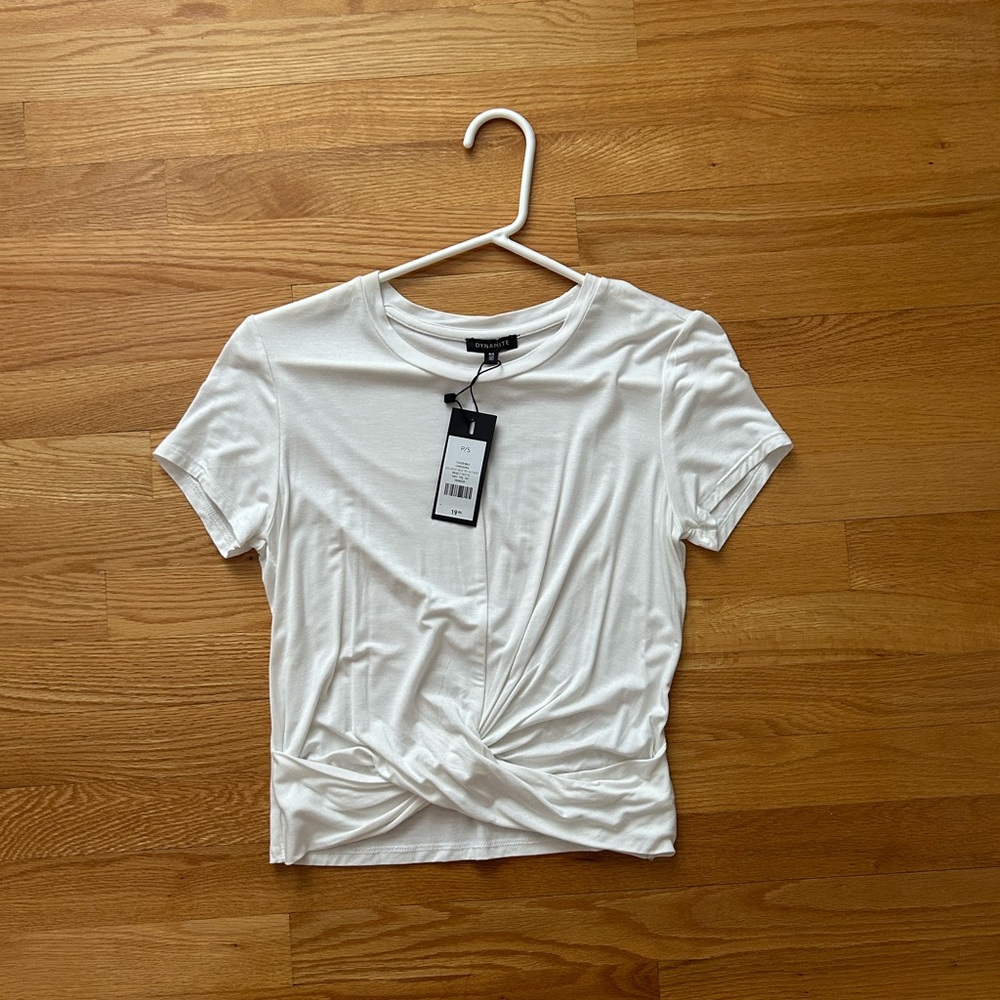 White Twist Front Tee